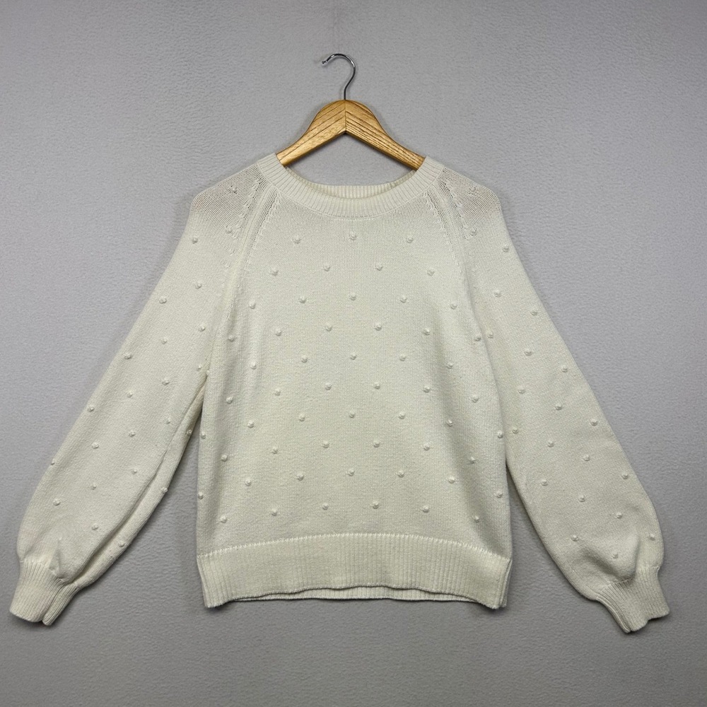 Coquette Cottagecore GAP Womens Size M Ivory Polka Dot Bobble Pullover Sweater